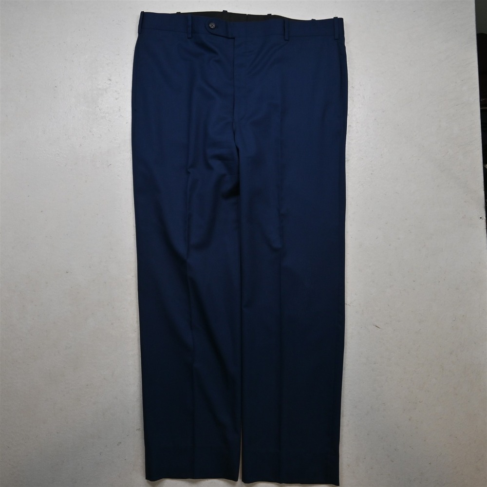 Tom James 38x32 Blue Wool Flat Front Straight Dress Mens Pants